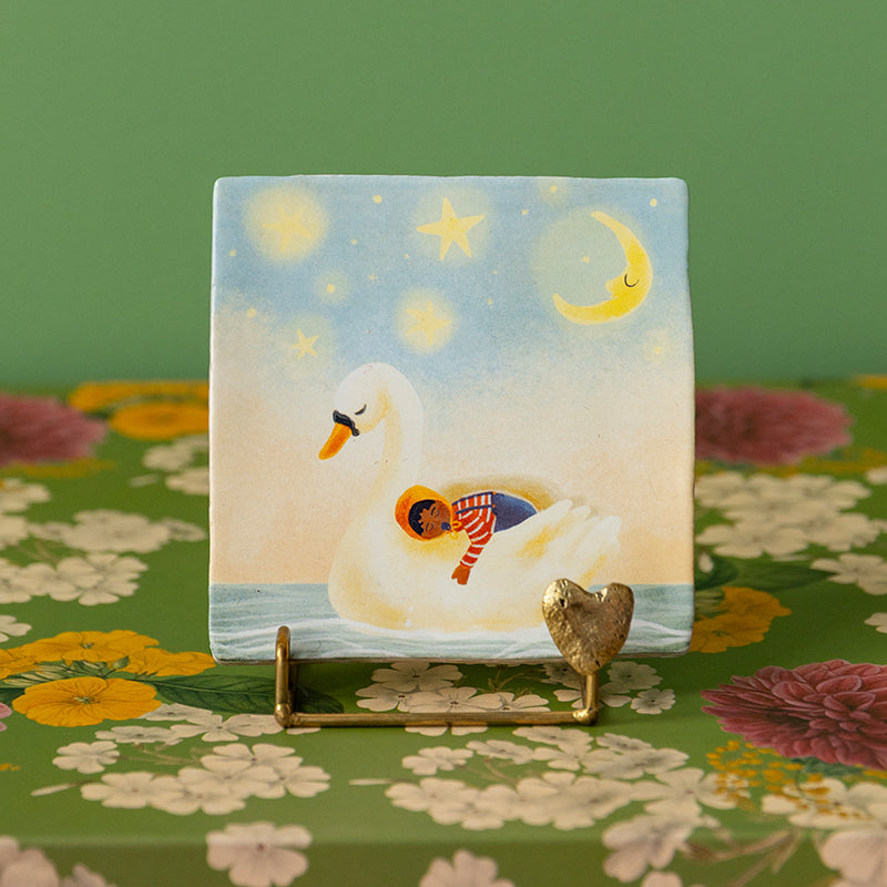 Storytiles Delft blue Loaded with love 1 Wandfliese S Schwan