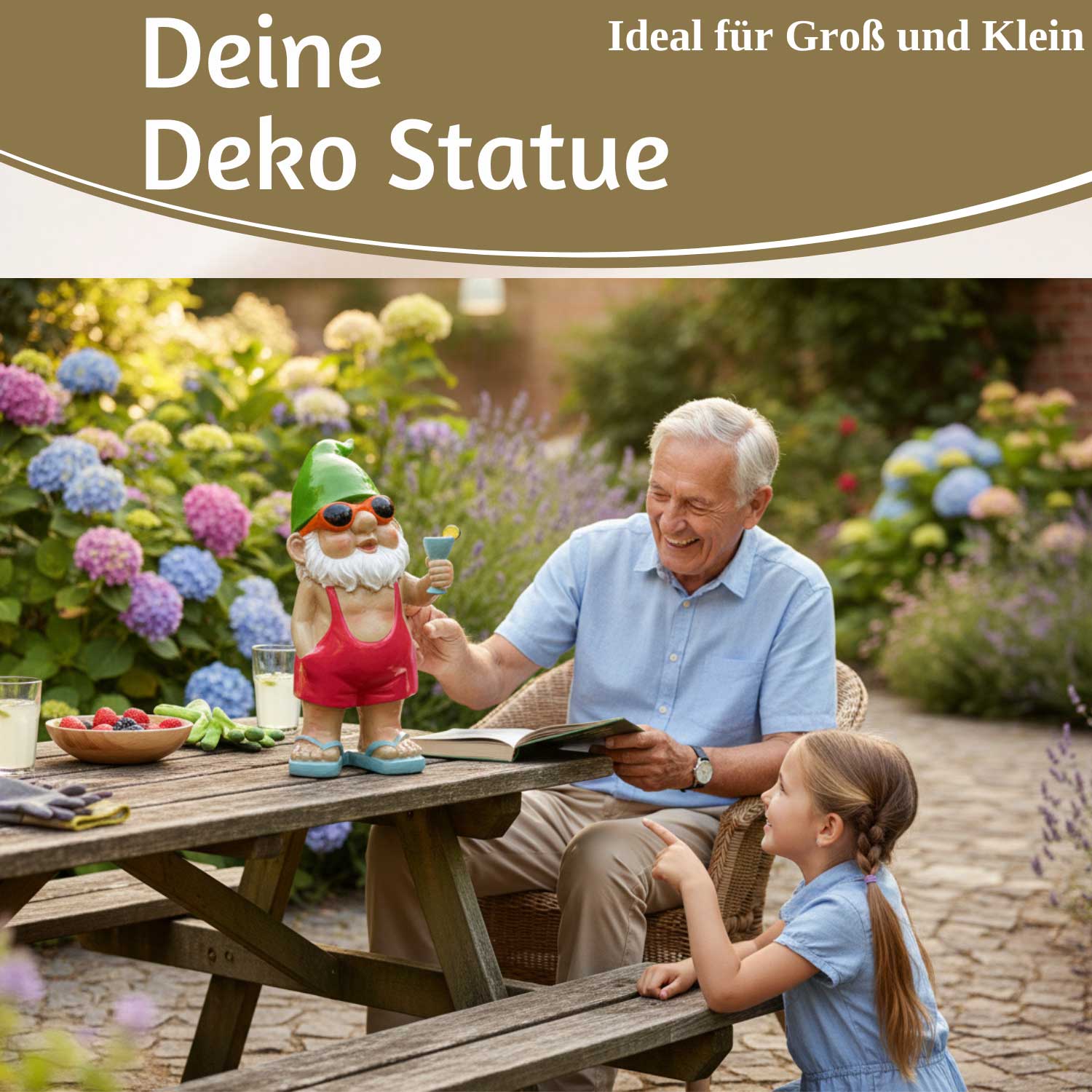 LS-LebenStil Gartenzwerg Cocktail 20 cm Polyresin handbemalt