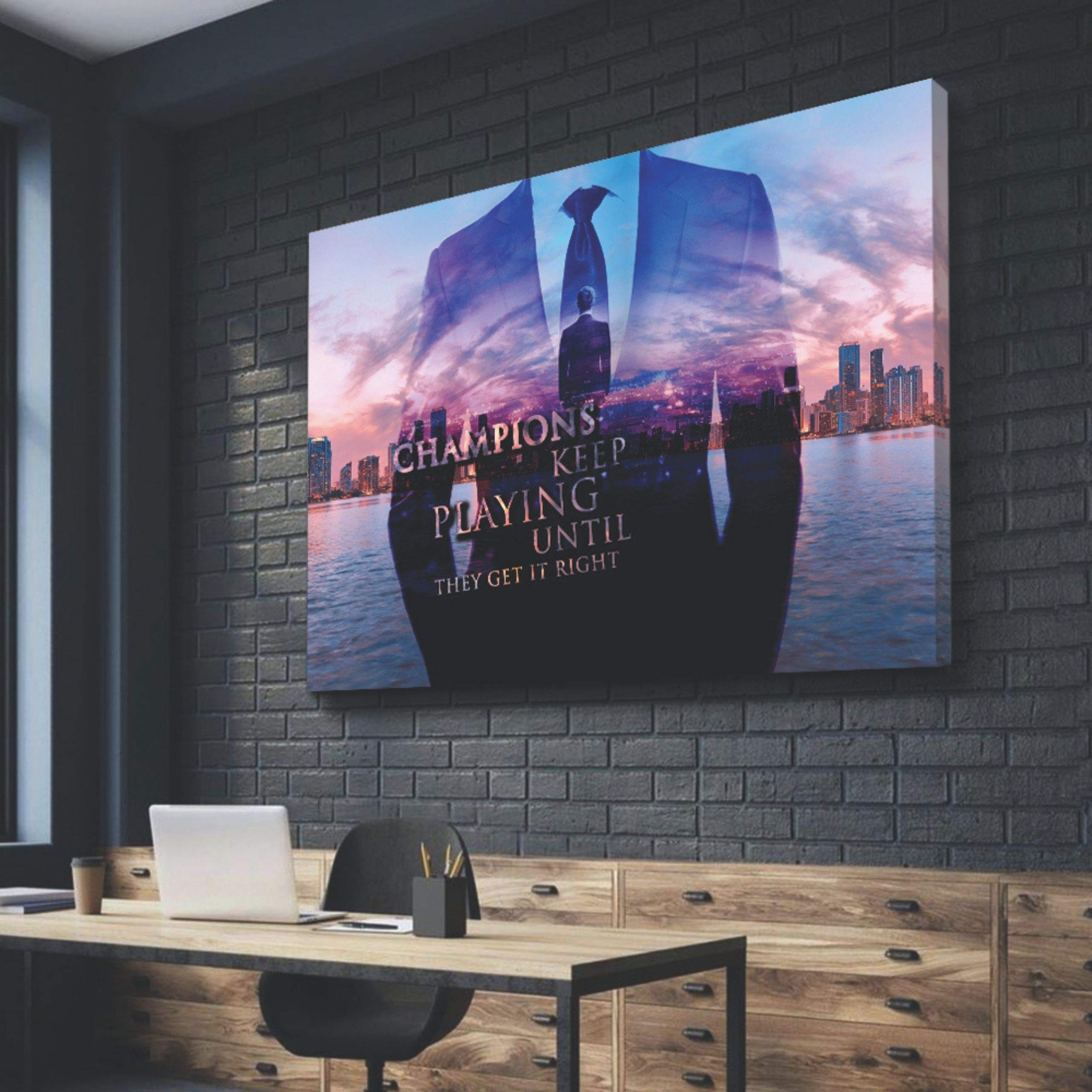 Hustling Sharks The Champion Leinwandbild 45x30cm Motivation