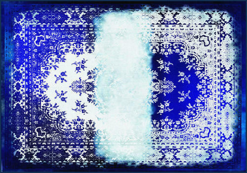 Mineheart Kashan Remix Blue White Teppich Blau-Weiß 200x284 cm