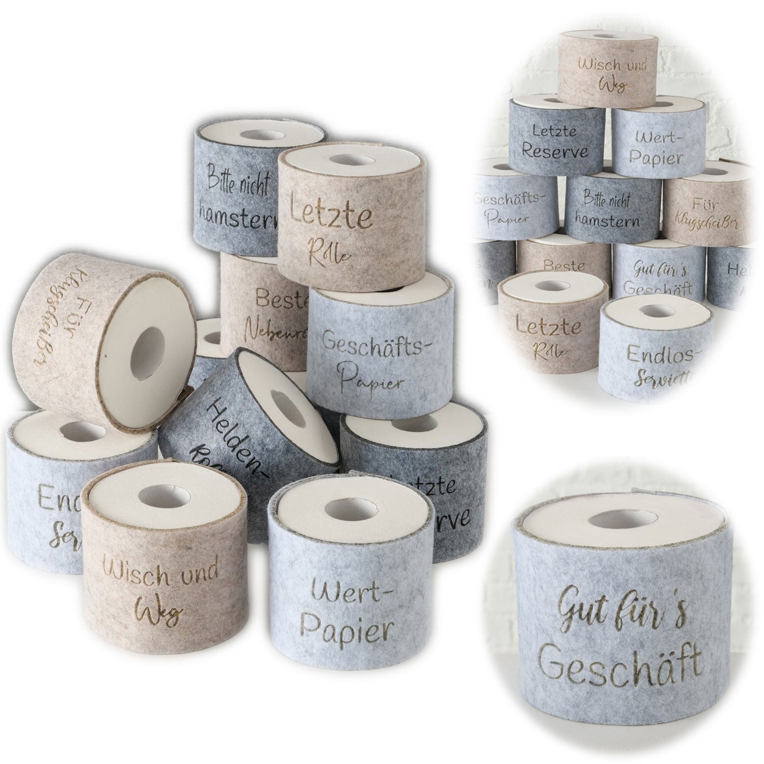 LS-LebenStil Gut fürs Geschäft Klopapierhut Filz Blau-Grau 42x10cm