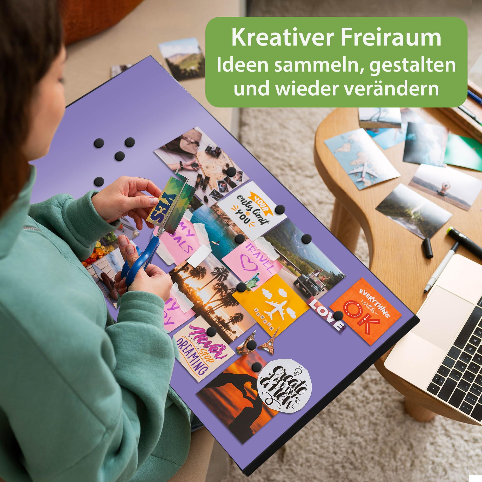 Banjado Magnettafel Metall 78x37cm Memoboard Lavendel