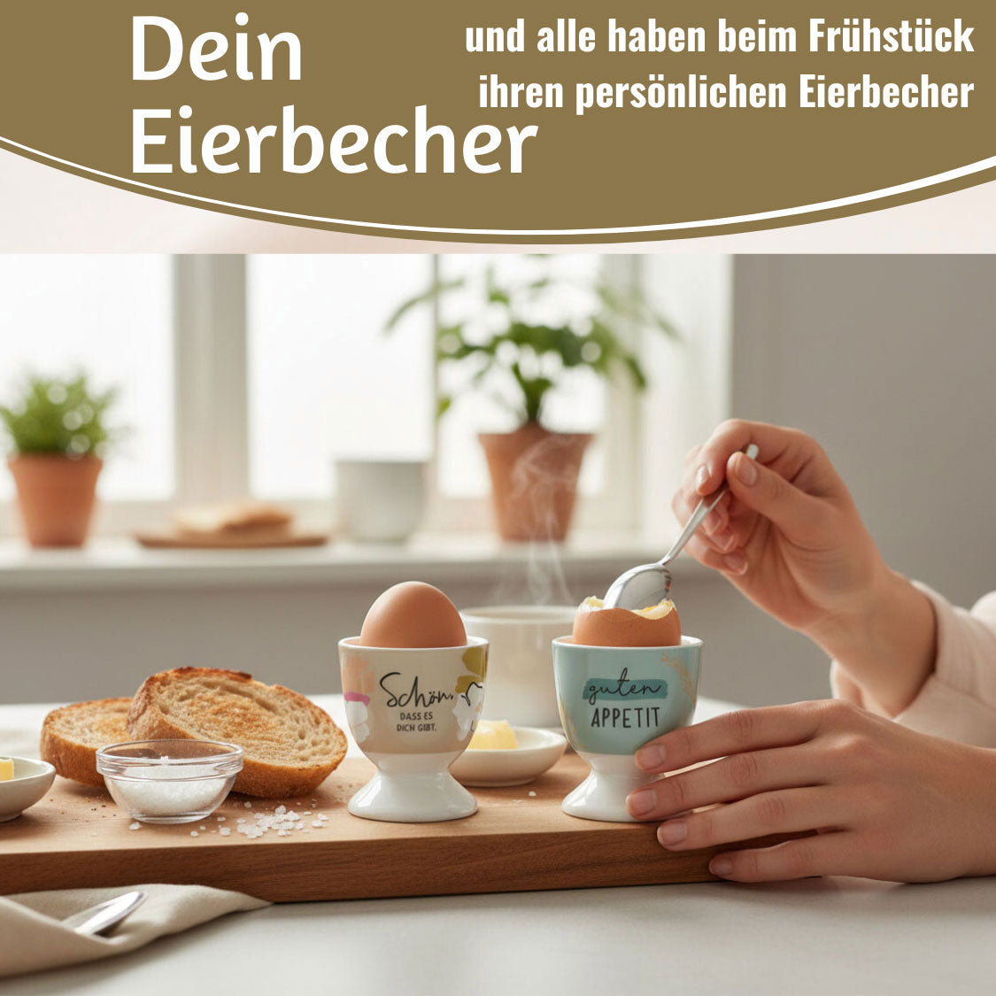 LS-LebenStil Küche & Haushalt Eierbecher Guten Appetit Echt-Gold