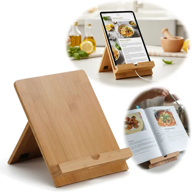 LS-LebenStil Kochbuchhalter Bambus 23x18cm braun klappbar