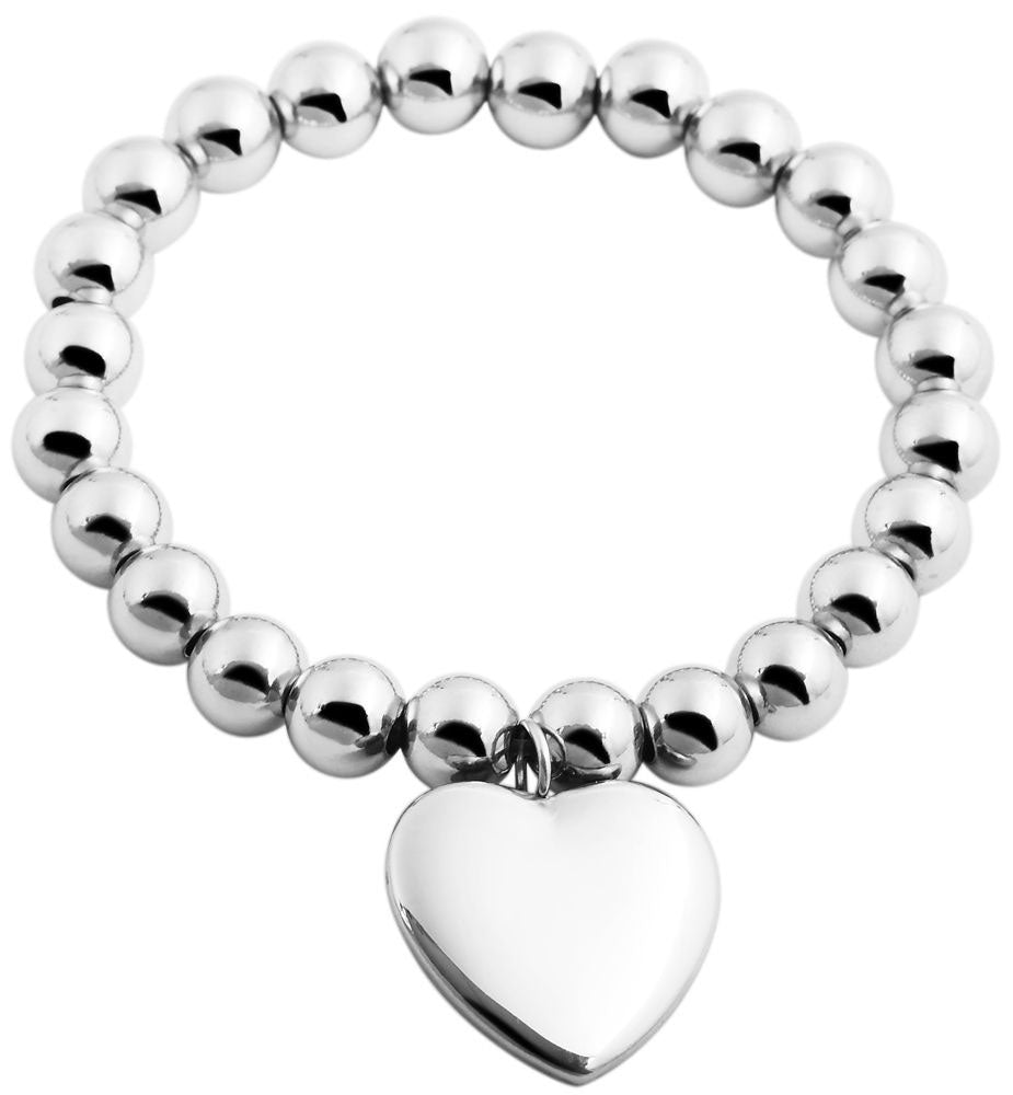 LS-LebenStil Paris Kugelarmband 17cm Herz silber elastisch