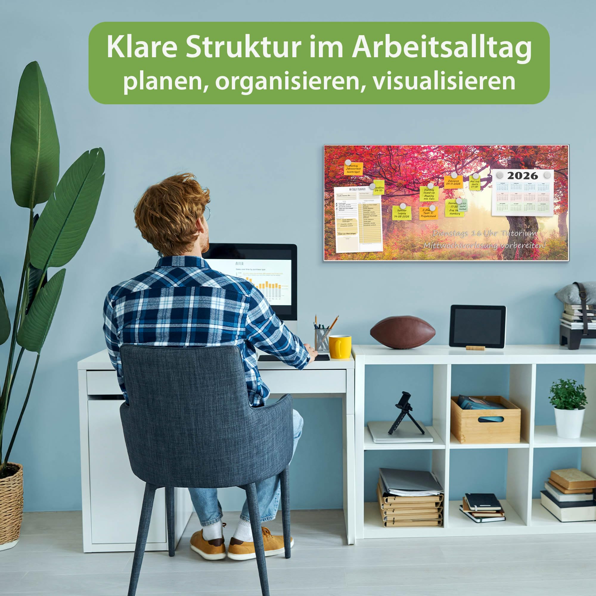 Banjado Magnettafel Lichtung im Herbst Pinnwand 78x37cm weiß