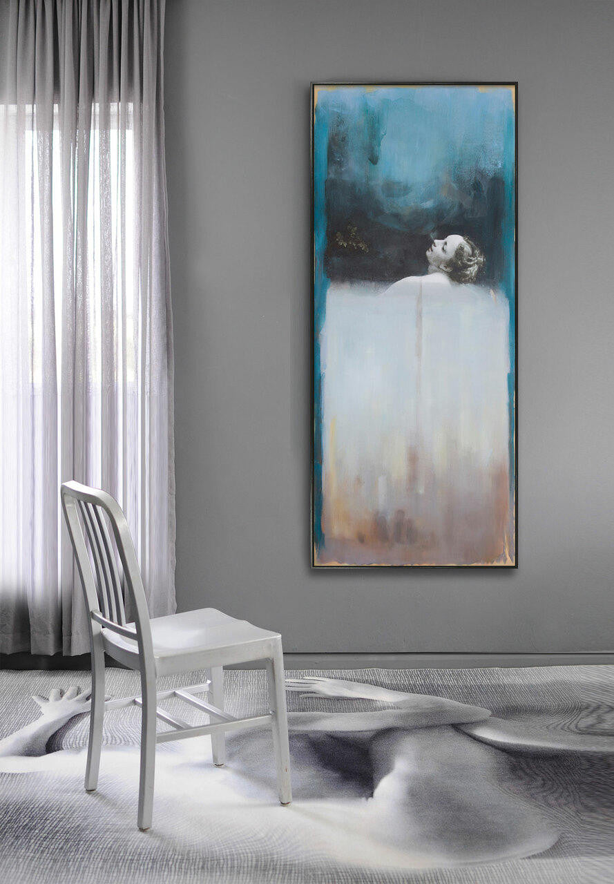 Mineheart Cloud Girl Grey Wandbild Leinwand 76x180 limitiert