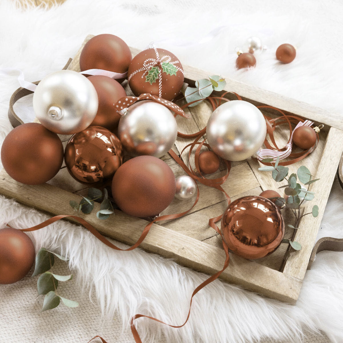 LS-LebenStil Weihnachtskugeln Glas Braun Espresso 6cm 18-20er