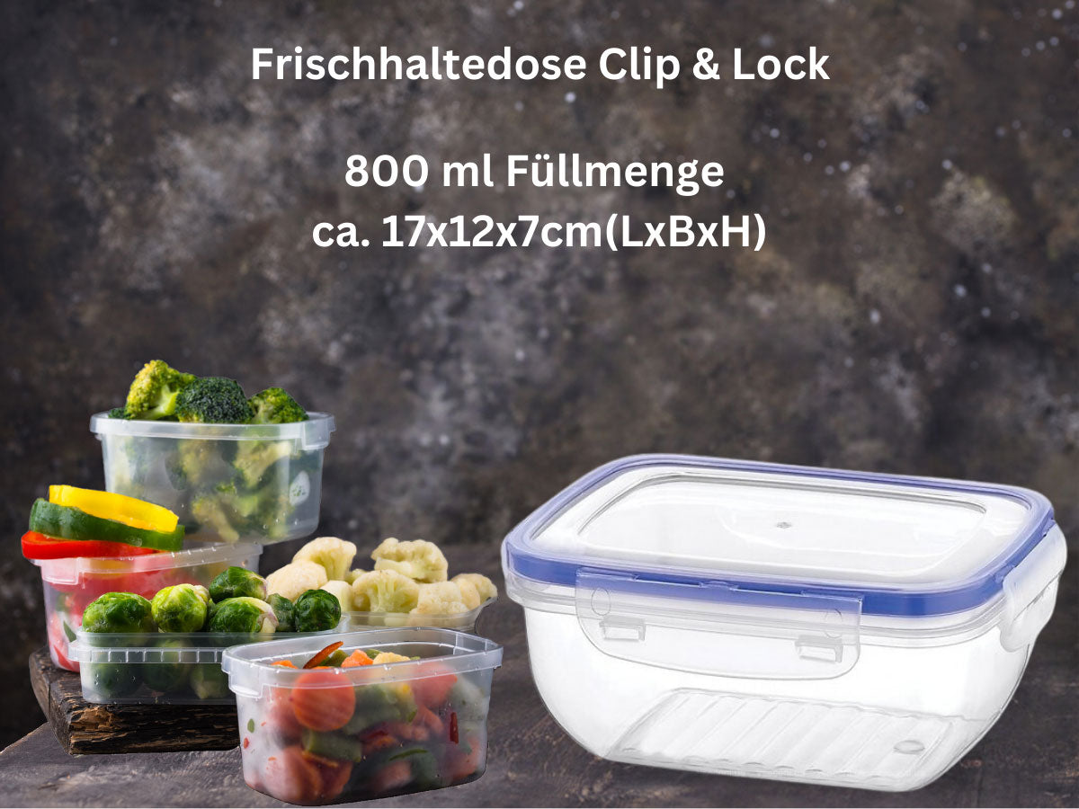 LS-LebenStil Küche & Haushalt Clip & Lock Frischhaltedose 800 ml luftdicht