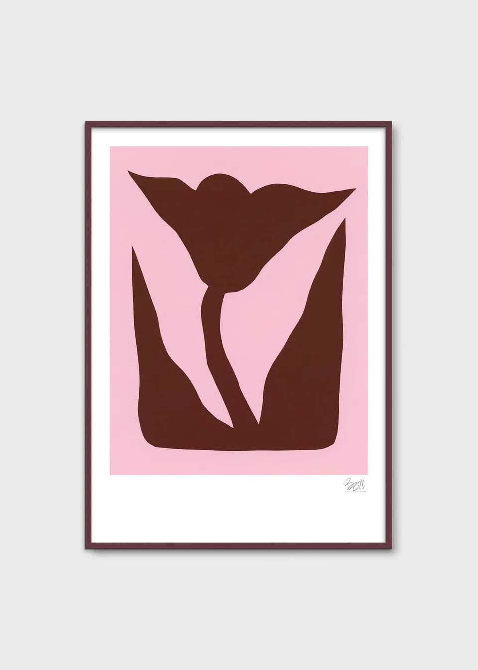 The Poster Club Mountain Lily Poster A4 bordeaux