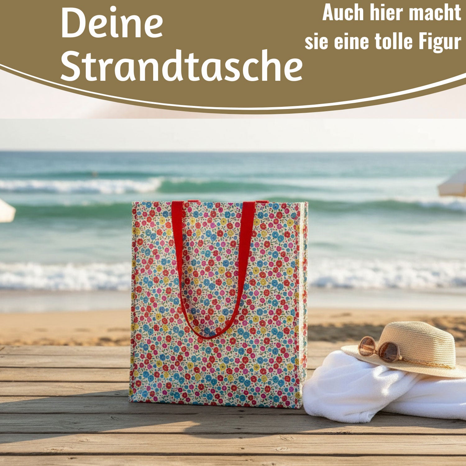 LS-LebenStil Tilde Blumen Shopper Einkaufstasche Bunt faltbar