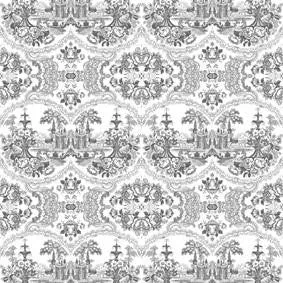 Mineheart Delft Baroque Tapete Schwarz 70cm x 10m Damast