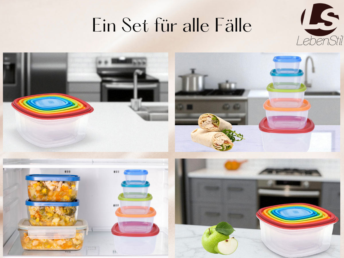 LS-LebenStil Küche Frischhaltedosen Set 5-tlg 225-1900ml Quadratisch