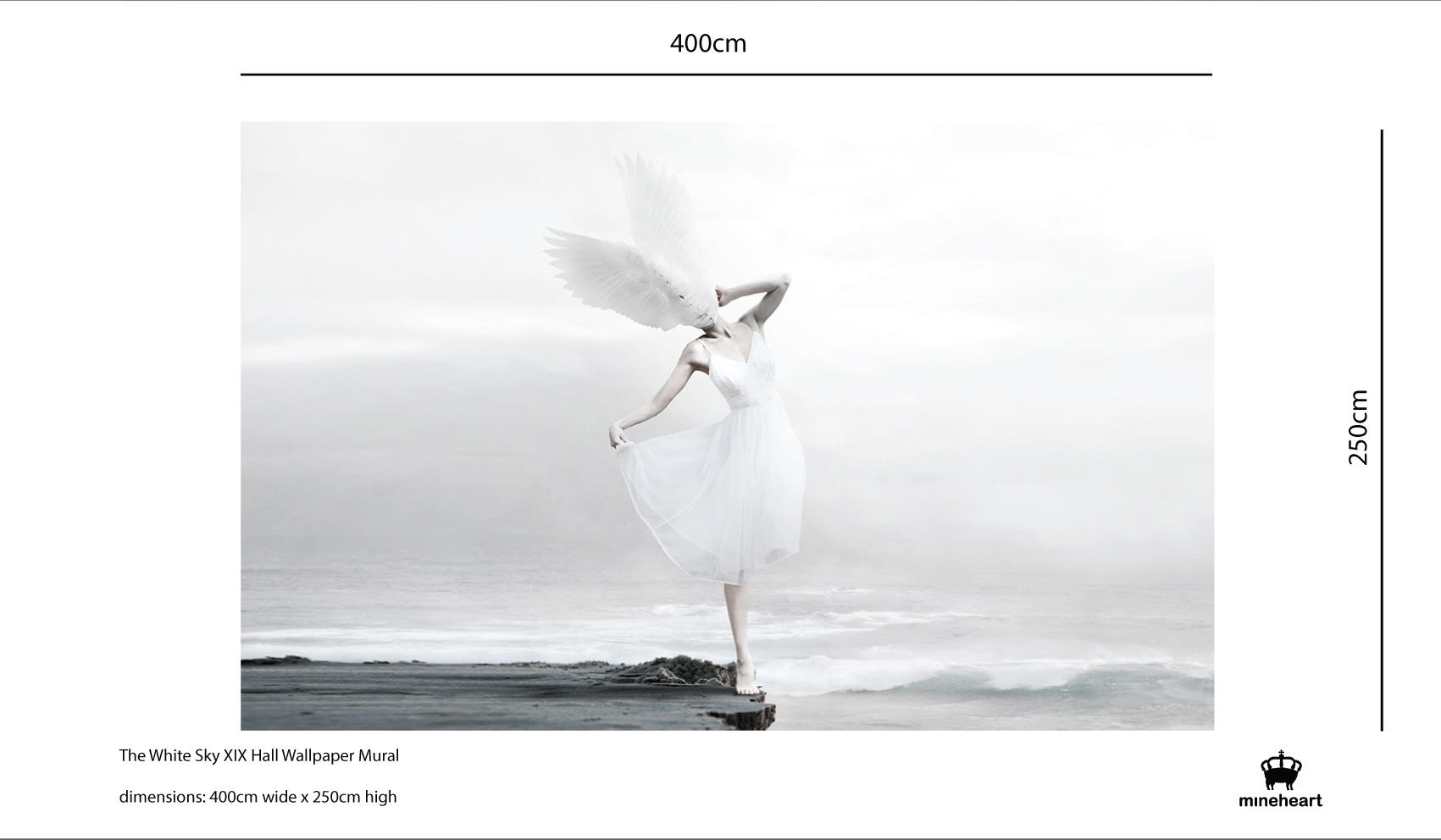 Mineheart White Sky XIX Fototapete weiß 250 x 300 cm