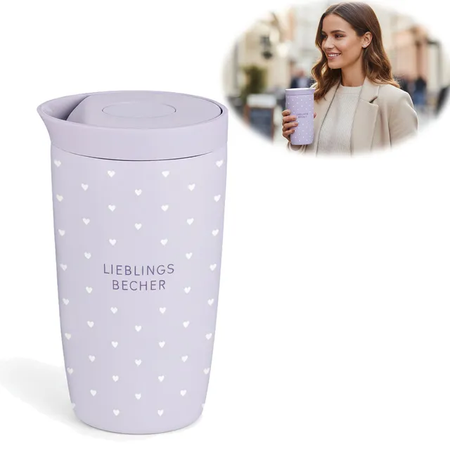 LS-LebenStil Thermobecher Lieblingsbecher 350ml Edelstahl lila