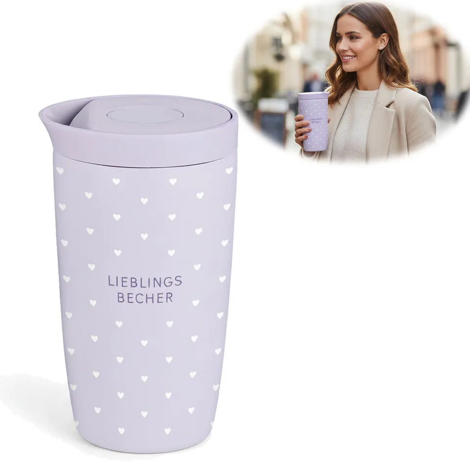 LS-LebenStil Thermobecher Lieblingsbecher 350ml Edelstahl lila