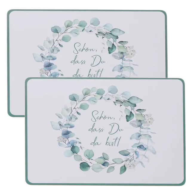 LS-LebenStil Tischset Kork Eukalyptus da bist 40x30cm 2er Set