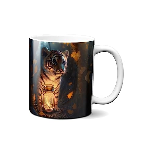 Hustling Sharks Leuchtender Tiger Tasse 330ml weiß
