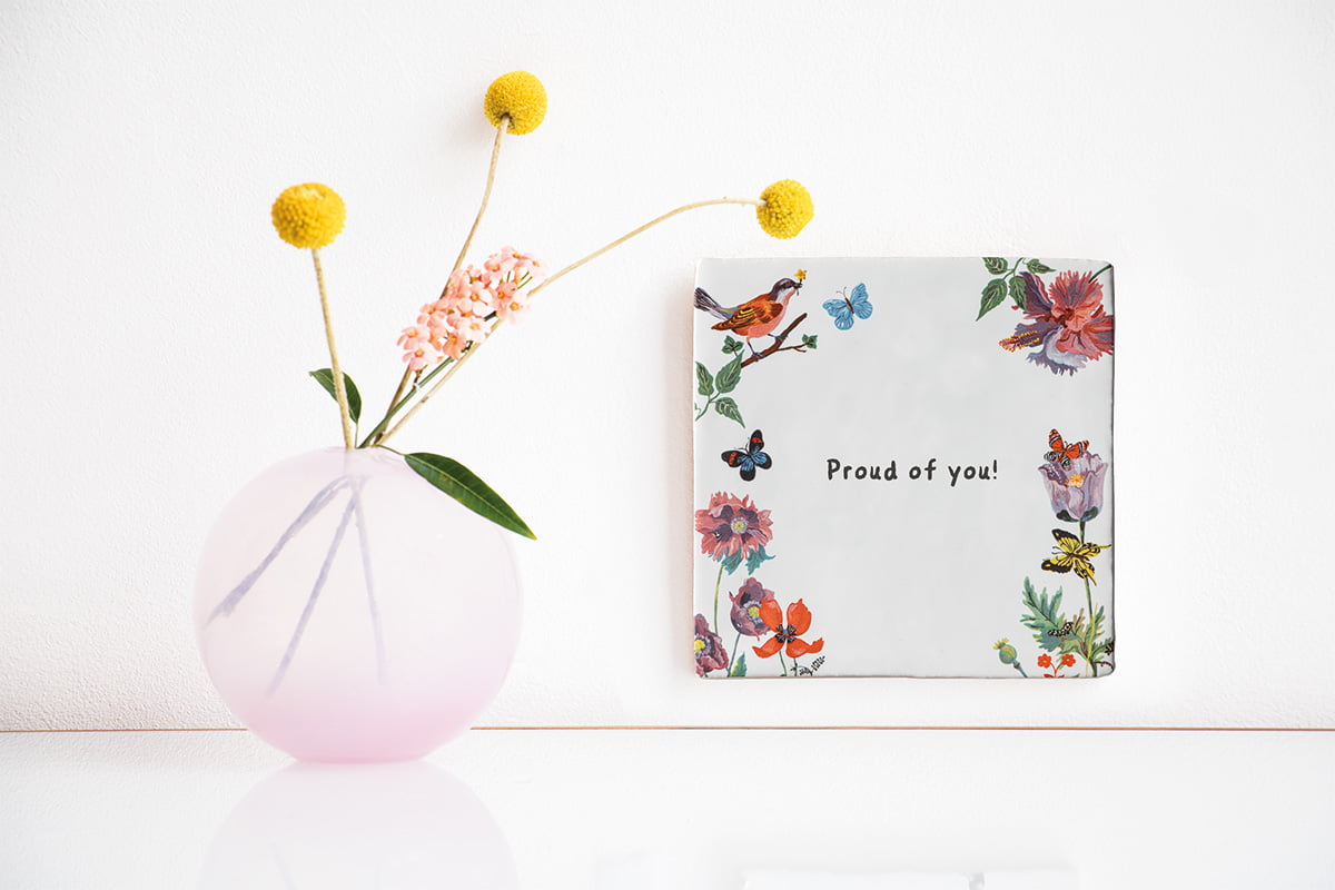 Storytiles Delft Blue Vlinders Fliese S 10x10 cm personalisierbar