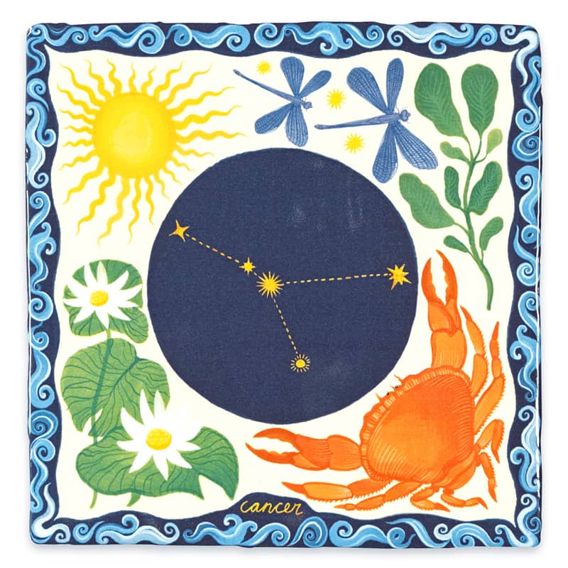 Storytiles Delft Blue Cancer Wandfliese S 10x10 cm Sternzeichen Krebs