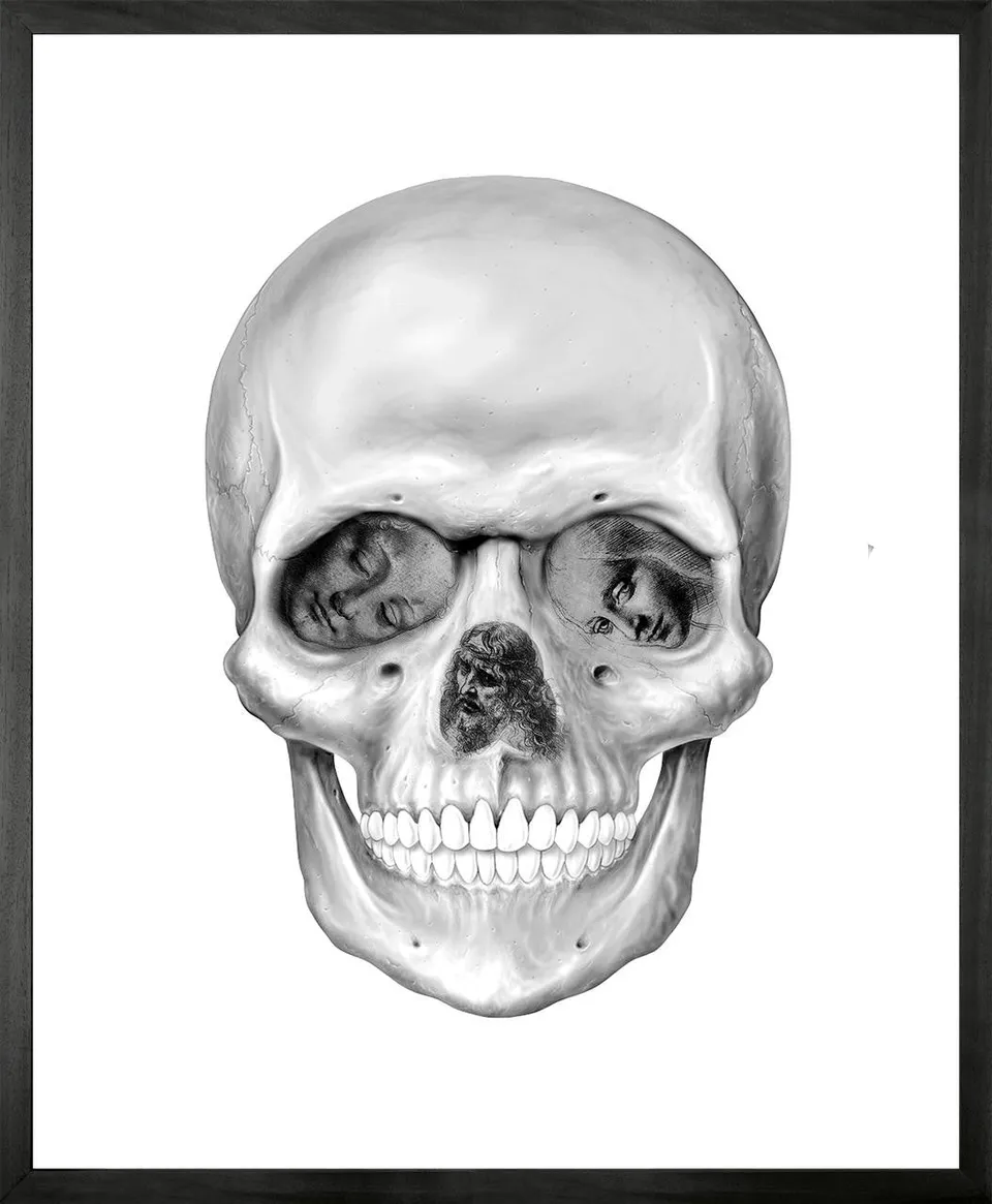 Mineheart Da Vinci Skull Leinwandbild 30x41cm Schwarz