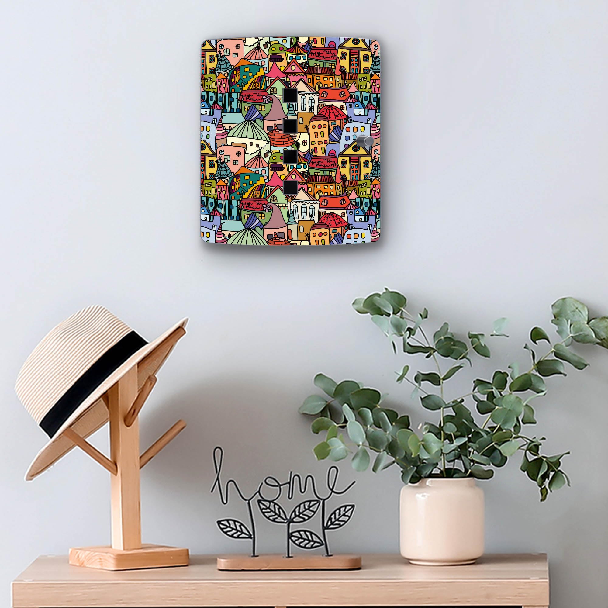 Banjado Schlüsselkasten Funky Town 24x21cm Edelstahl 10 Schlüssel