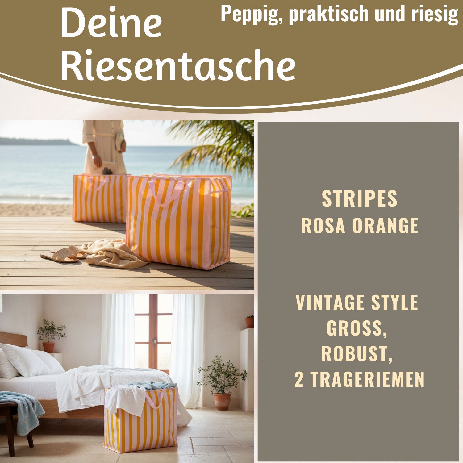 LS-LebenStil XXL Jumbo Bag Rosa-Orange 55 cm Aufbewahrungstasche