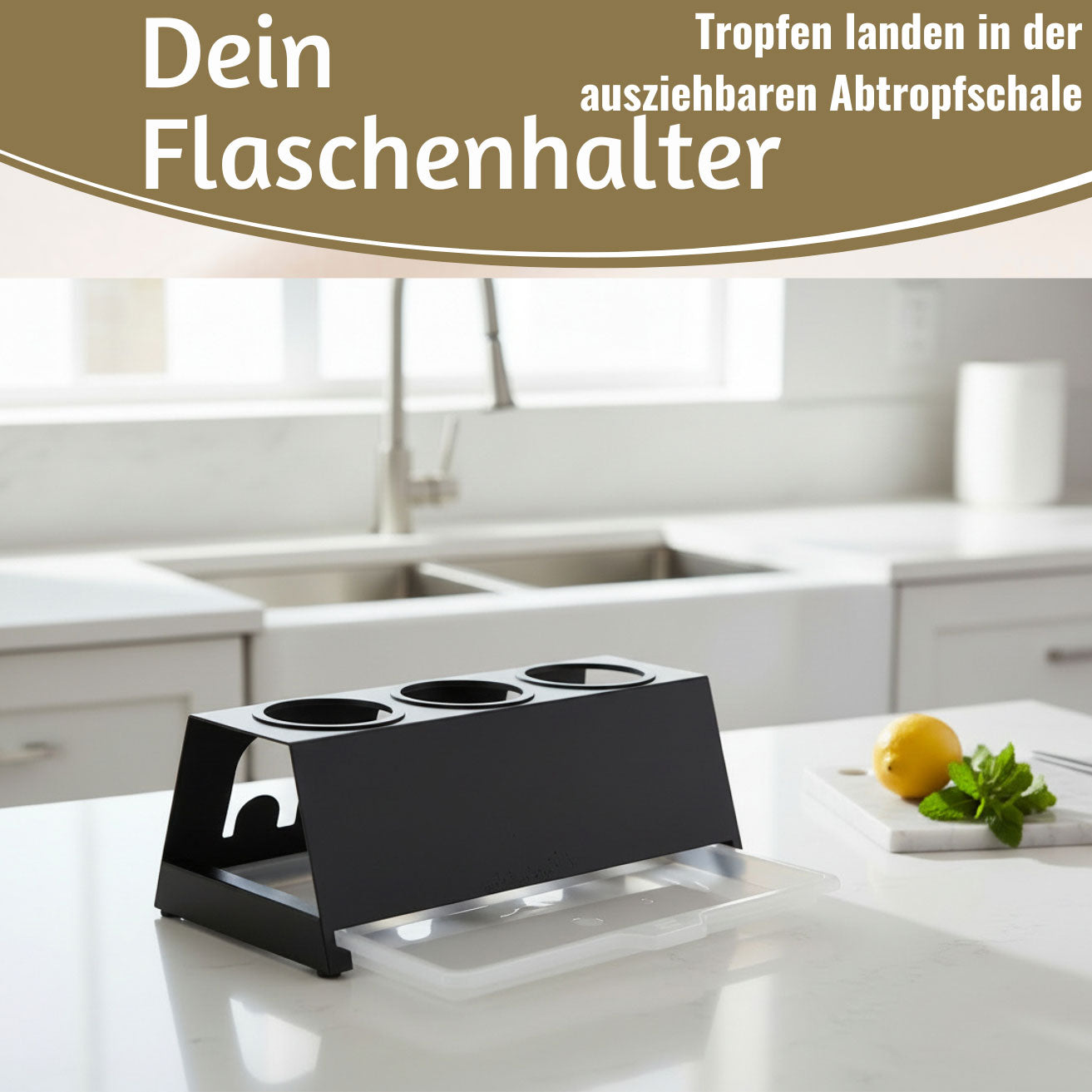 LS-LebenStil Küche & Haushalt Flaschenständer Metall Schwarz 3 Flaschen