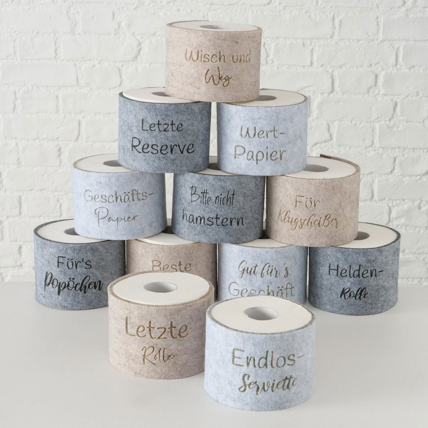 LS-LebenStil Wertpapier Klopapier Banderole Filz Blau-Grau