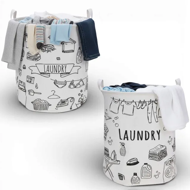 LS-LebenStil Laundry Wäschesack Canvas 62L creme 50cm faltbar