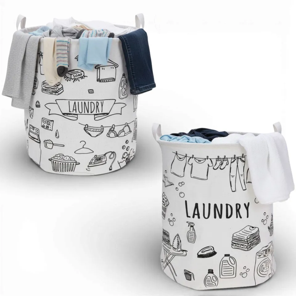 LS-LebenStil Laundry Wäschesack Canvas 62L creme 50cm faltbar