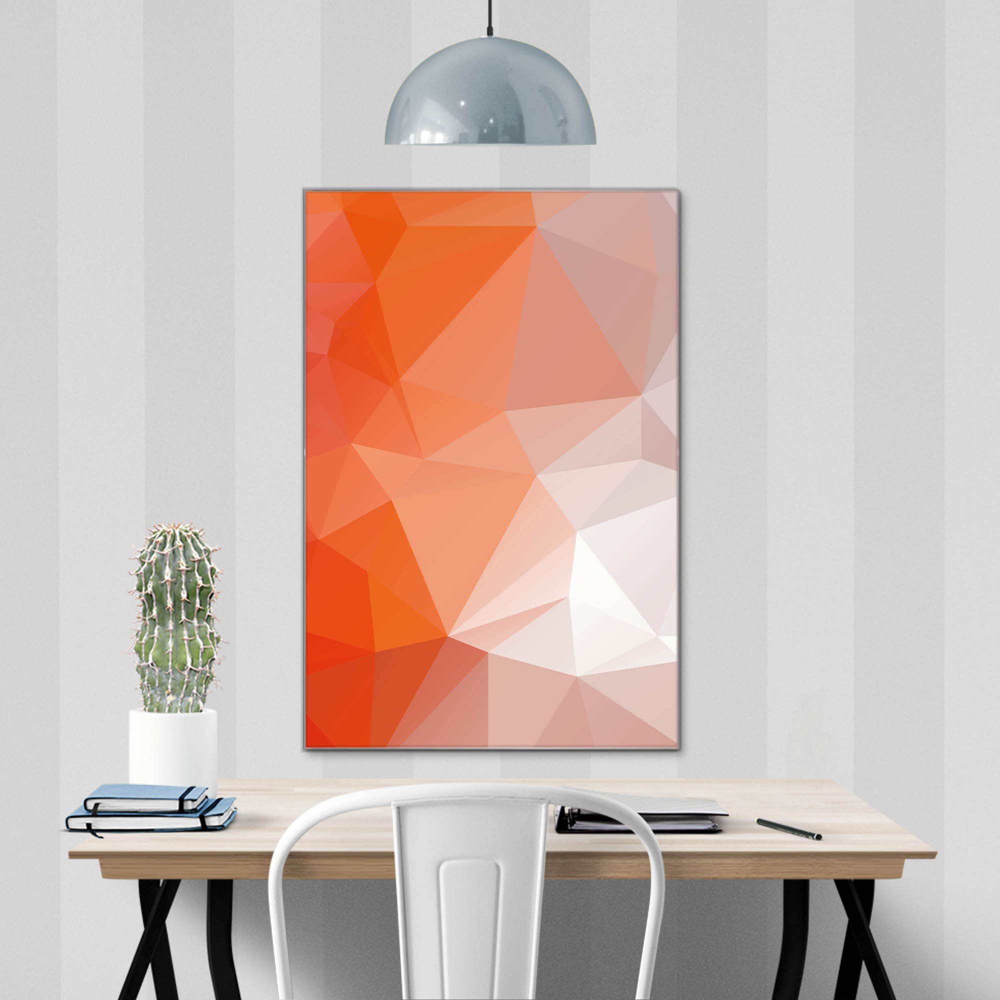 Banjado Magnettafel Orange Polygon Magnetboard 40x60 abstrakt