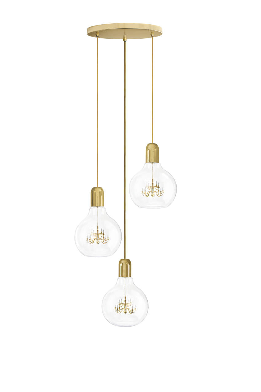 Mineheart King Edison Trio Pendelleuchte Messing