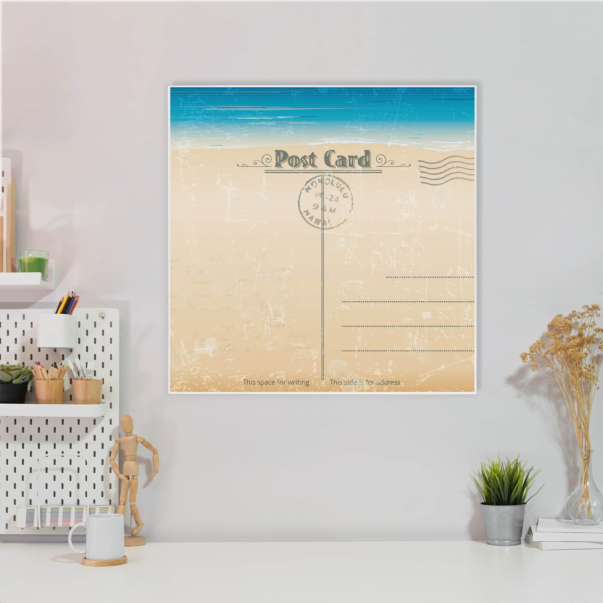 Banjado Magnettafel Postkarte Pinnwand 50x50cm Metall