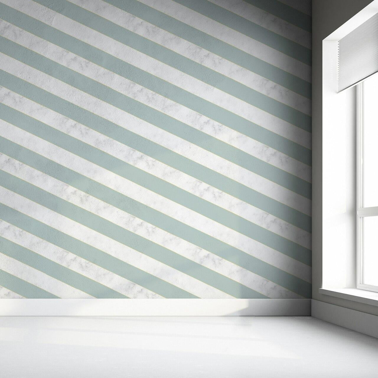 Mineheart Diagonal Marble Tapete Grün Marmor Streifen 10m
