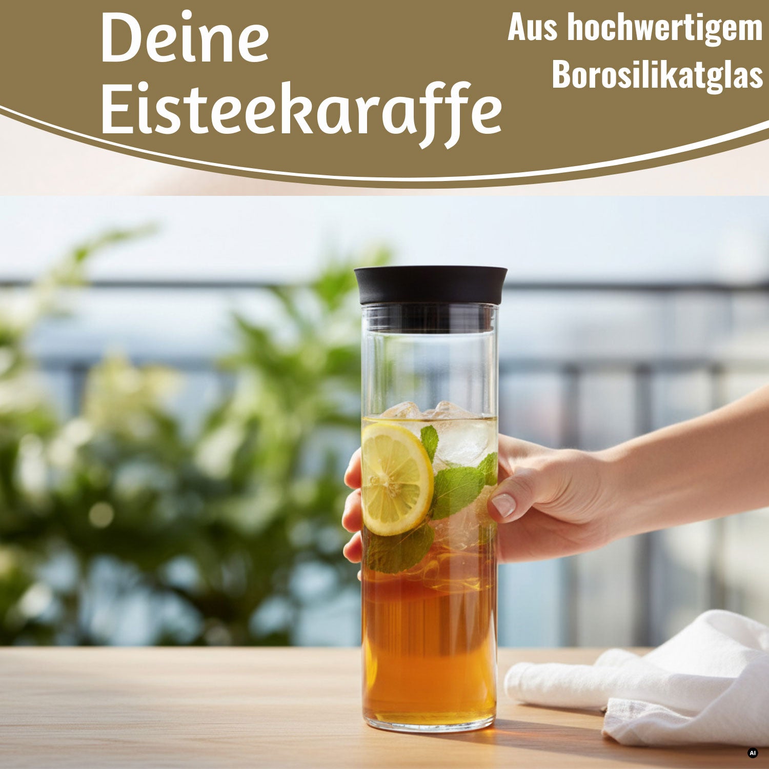 LS-LebenStil Küche & Haushalt Wasserkaraffe 1L Glaskaraffe 2er Set Sieb