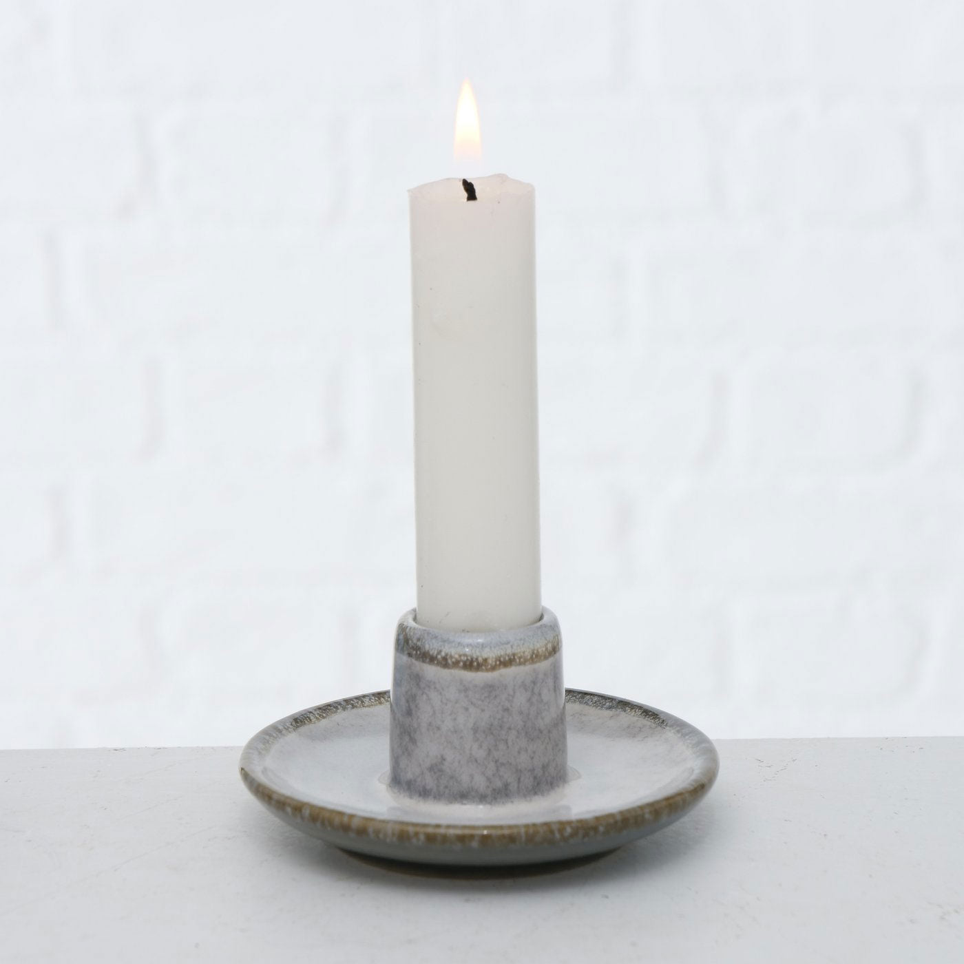 LS-LebenStil Kerzenständer Keramik 3er-Set braun-grau 9cm