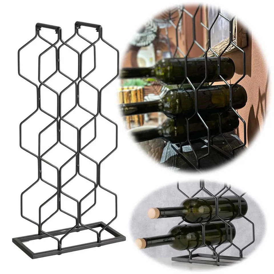 LS-LebenStil Weinregal Metall 48cm schwarz 8 Flaschen