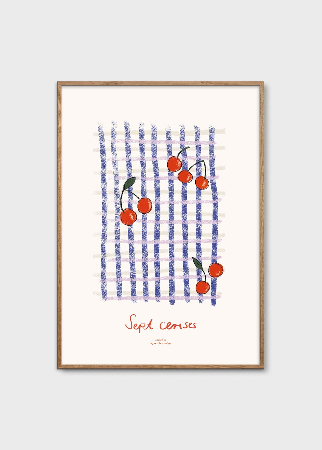 The Poster Club Sept Cerises Kunstdruck 30x40 cm Blau