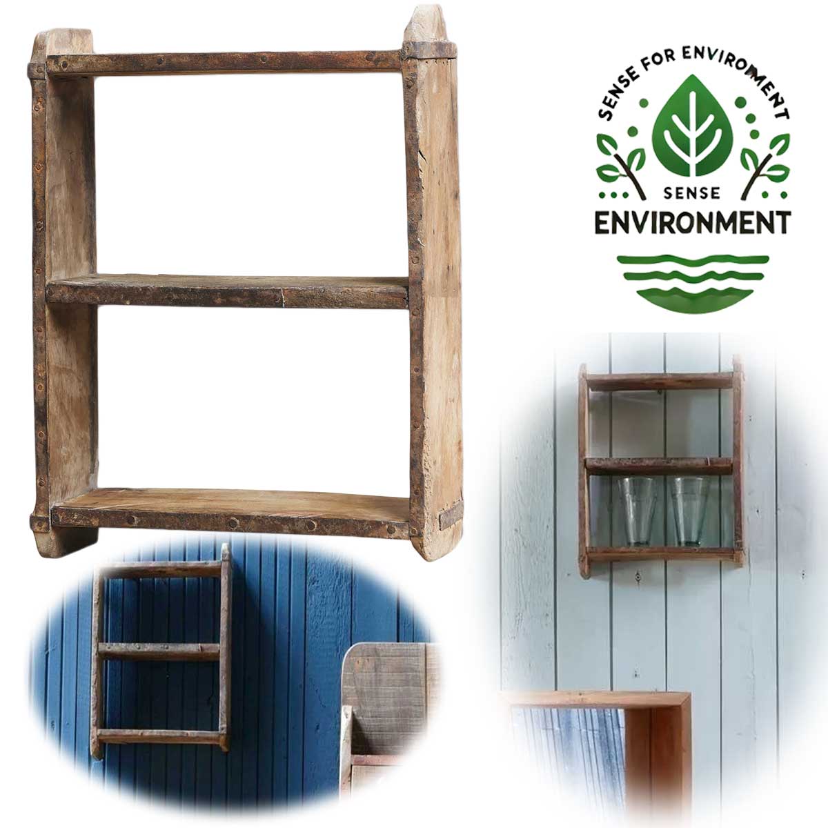 LS-LebenStil Küche & Haushalt Wandregal Holz 31x25cm Braun Ziegelform
