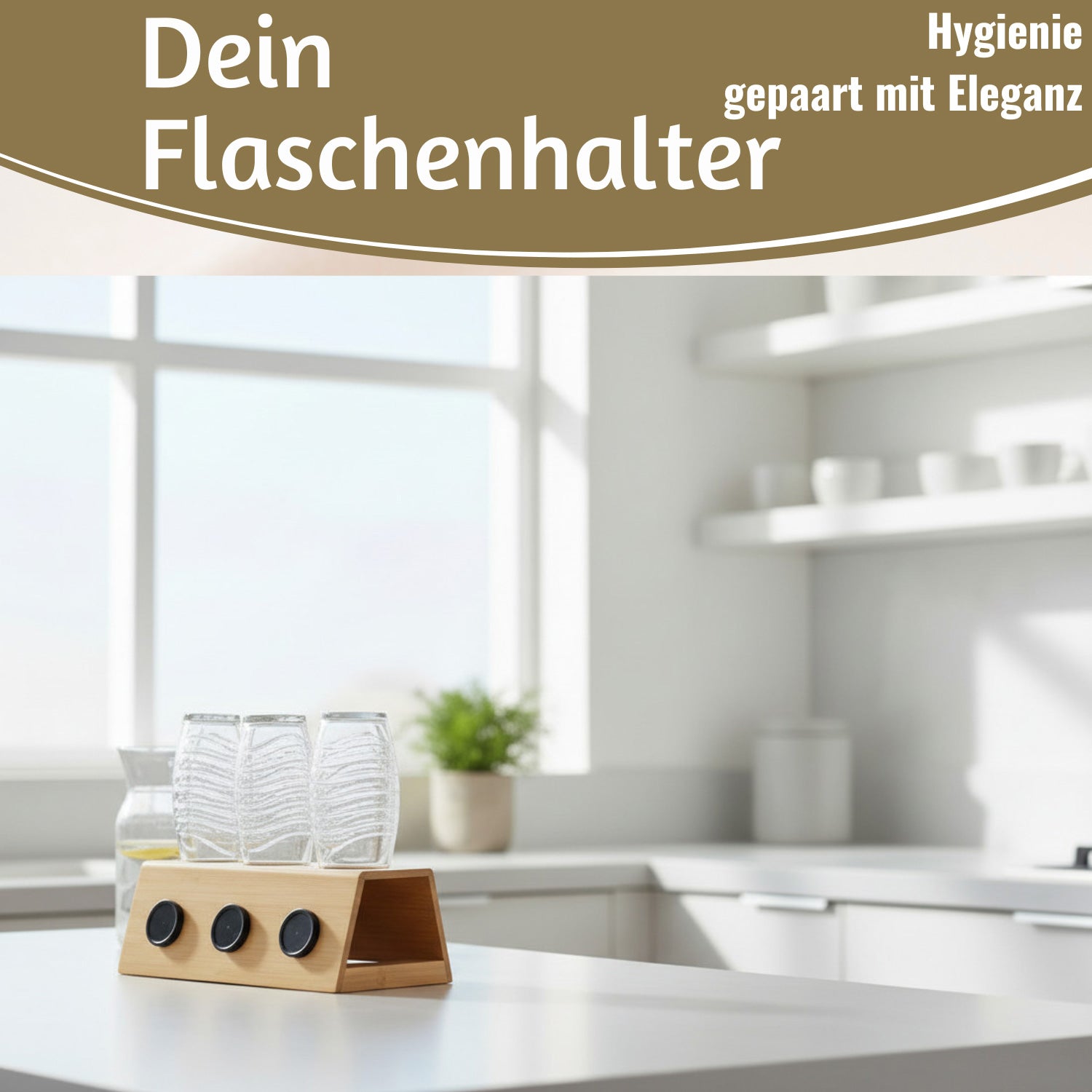LS-LebenStil Küche & Haushalt Flaschenständer Bambus 3 Flaschen braun