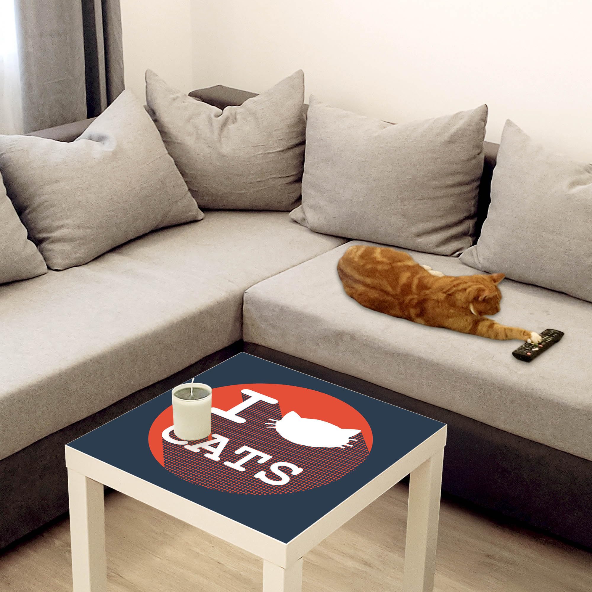 Banjado Möbelfolie I Love Cats Tischfolie 55x55 selbstklebend