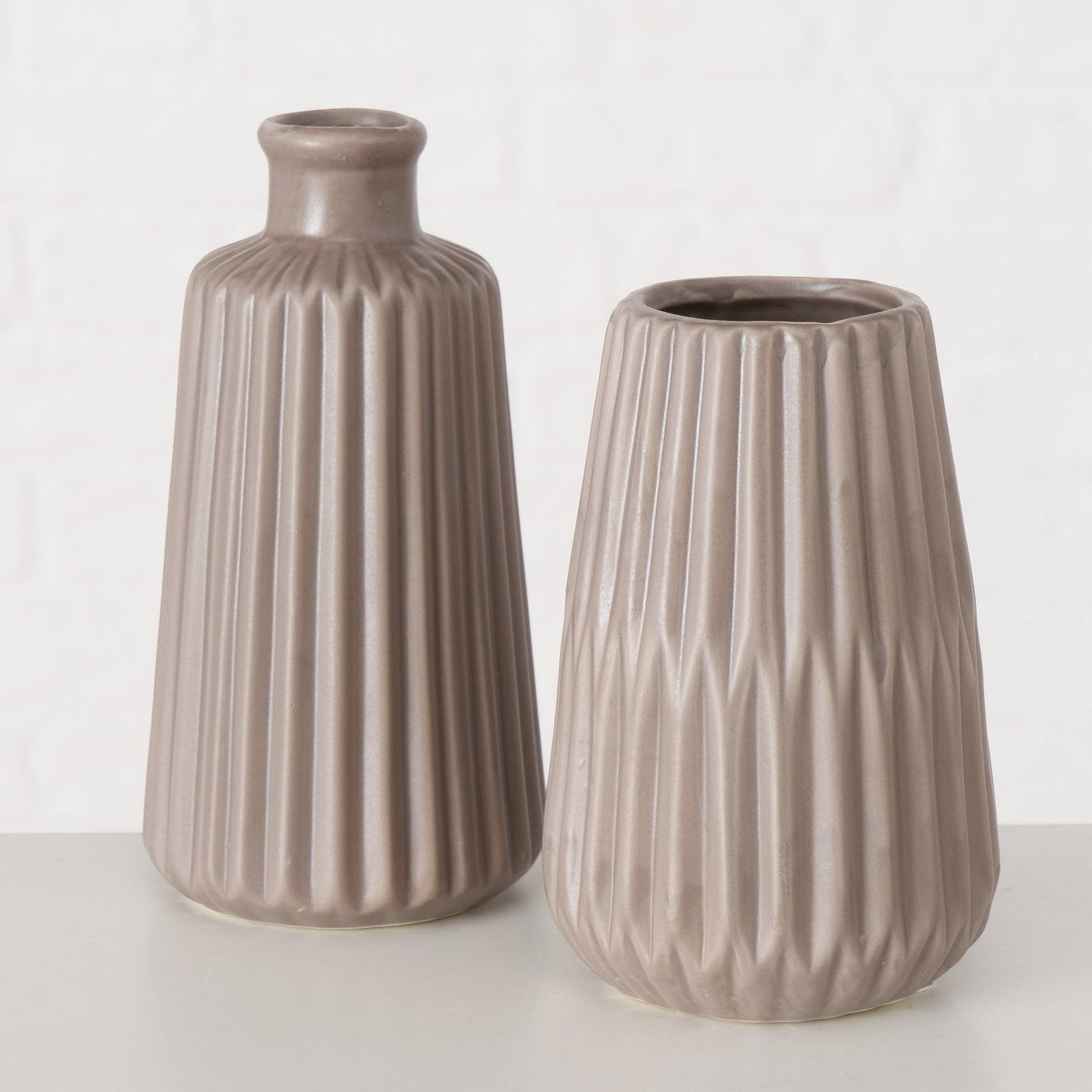 LS-LebenStil Möbel & Wohnen Oslo 2er Set Tisch-Vase Creme 18cm