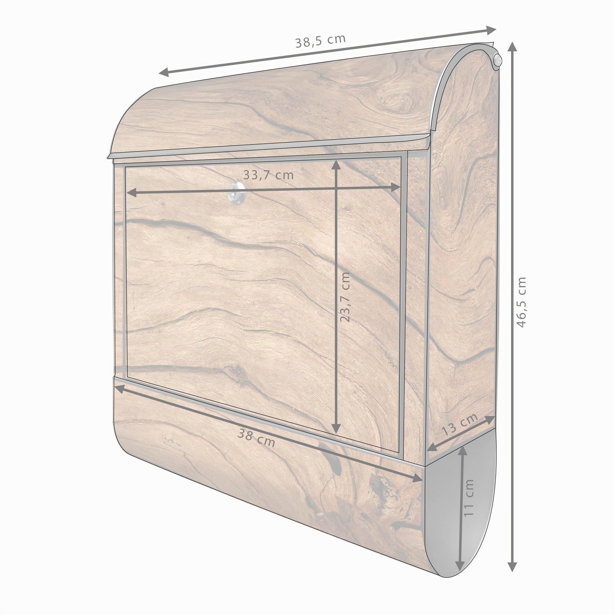 Banjado Briefkasten Trockenes Holz Stahl Schwarz A4