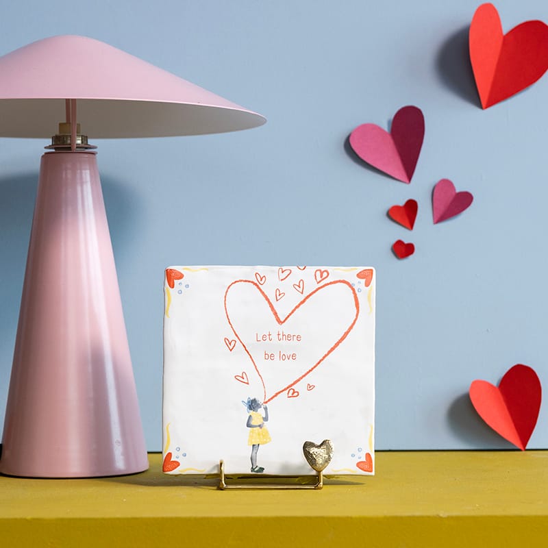 Storytiles Delft Blue Spread love Wandfliese 10x10 Herz Text