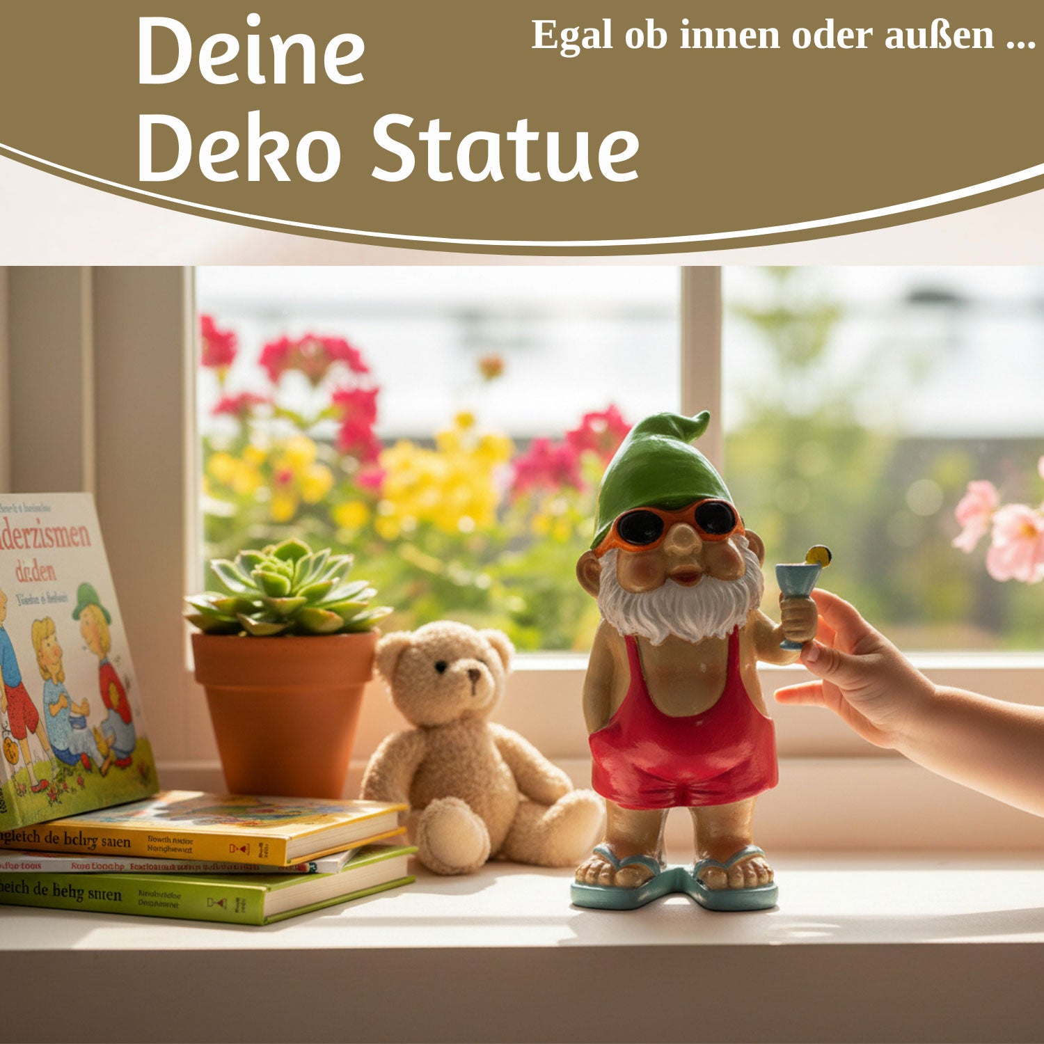 LS-LebenStil Gartenzwerg Cocktail 20 cm Polyresin handbemalt
