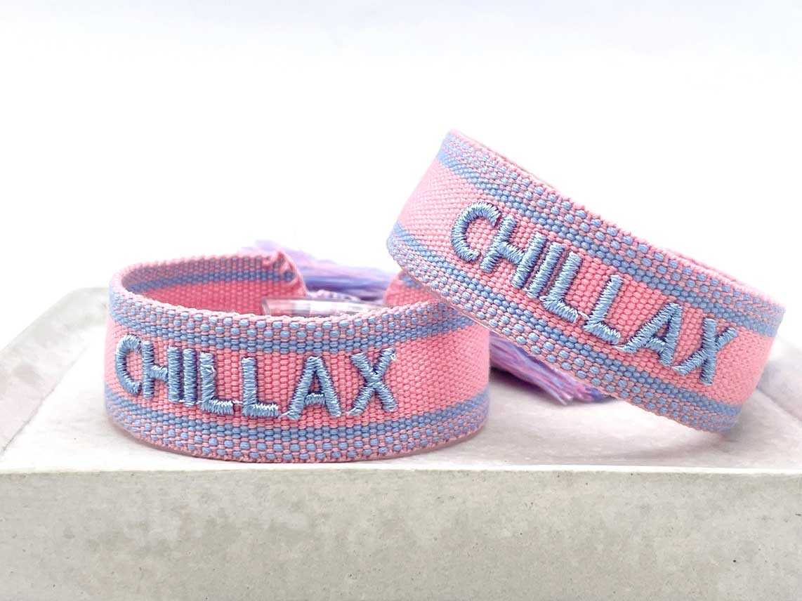 LS-LebenStil Uhren & Schmuck Chillax Webarmband Stoff rose-blau