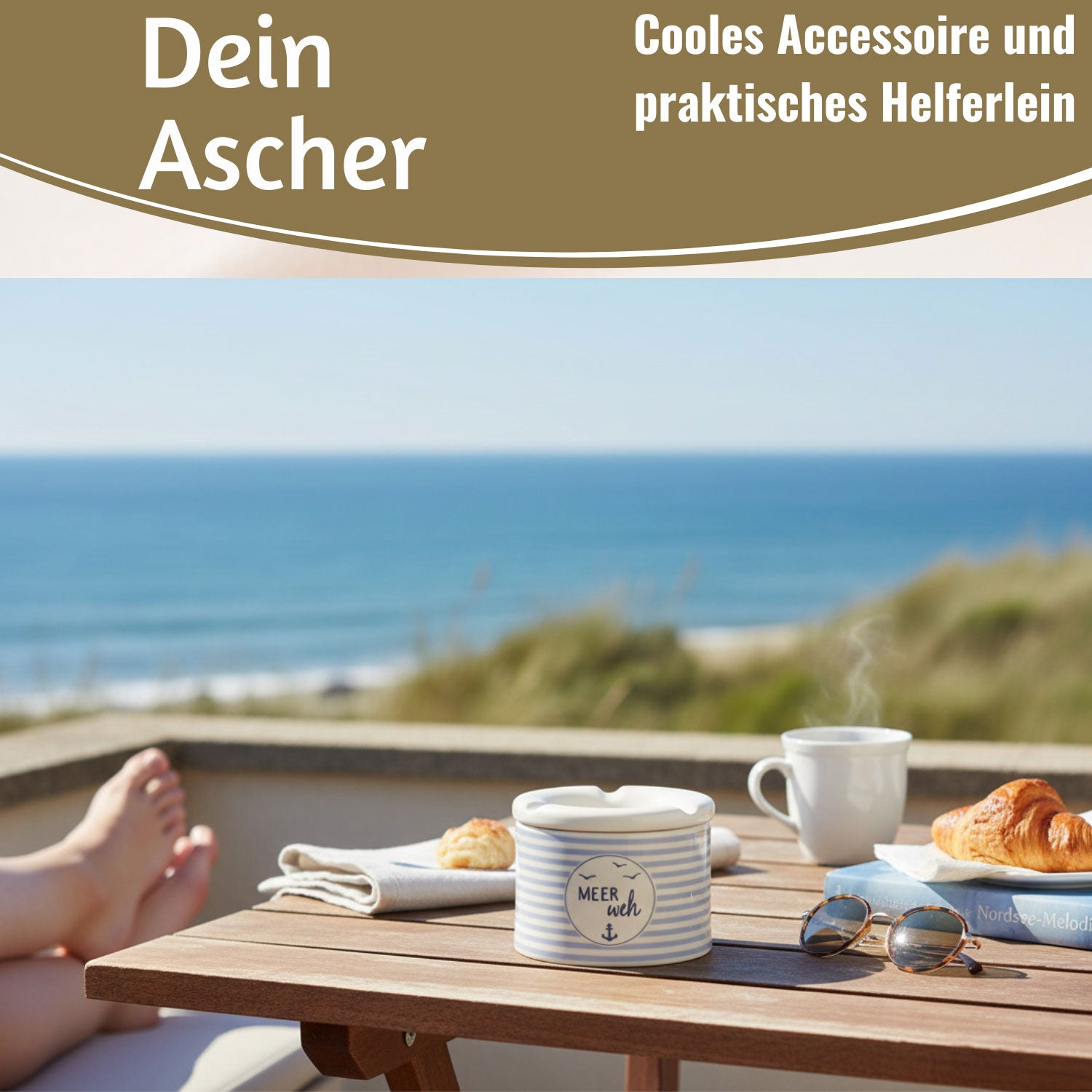 LS-LebenStil Küche & Haushalt Sturmaschenbecher Meer-Weh 10cm