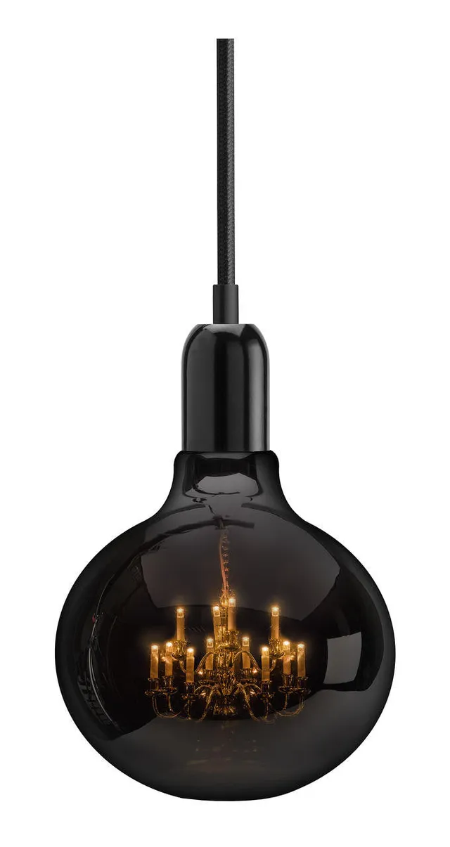Mineheart King Edison Ghost Pendelleuchte Schwarz Glas 15 cm