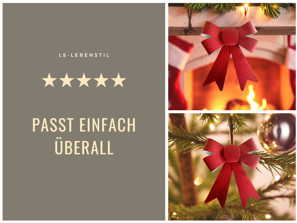 LS-LebenStil Möbel & Wohnen Weihnachtsschleife Rot 17cm 2er Set